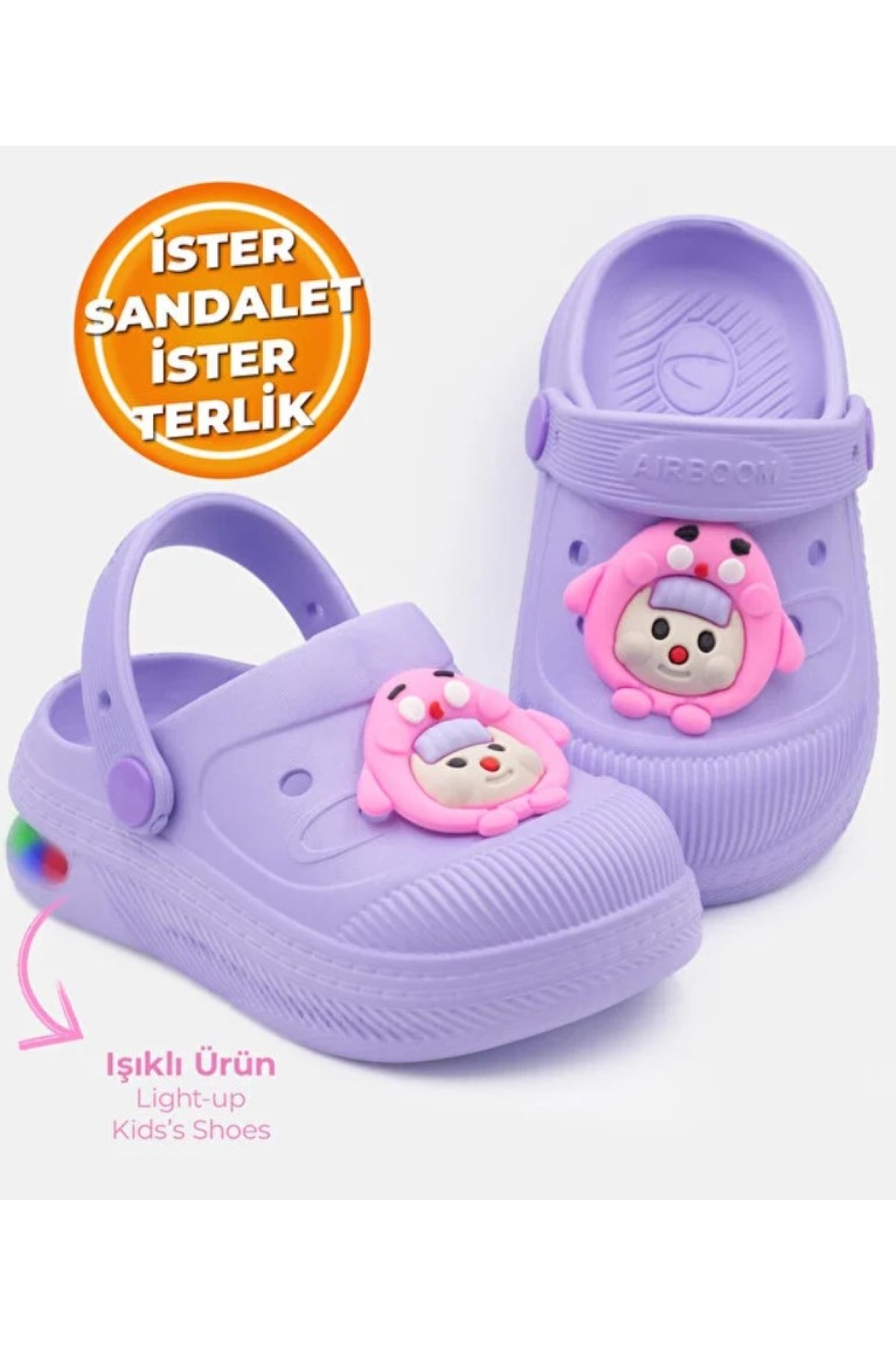 Lila Anatomik Comfort Günlük Sahil Plaj Havuz Işıklı Çocuk Terlik & Sandalet
