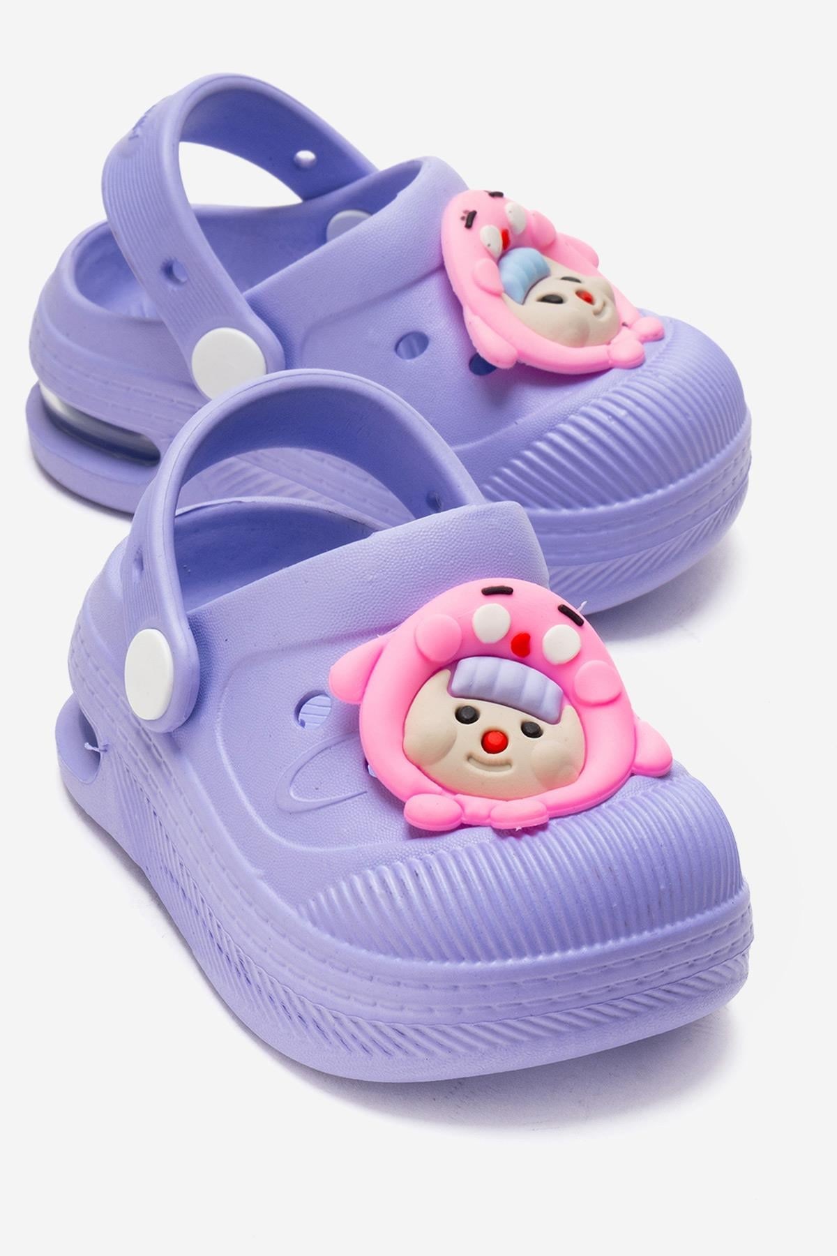 Lila Anatomik Comfort Günlük Sahil Plaj Havuz Işıklı Çocuk Terlik & Sandalet