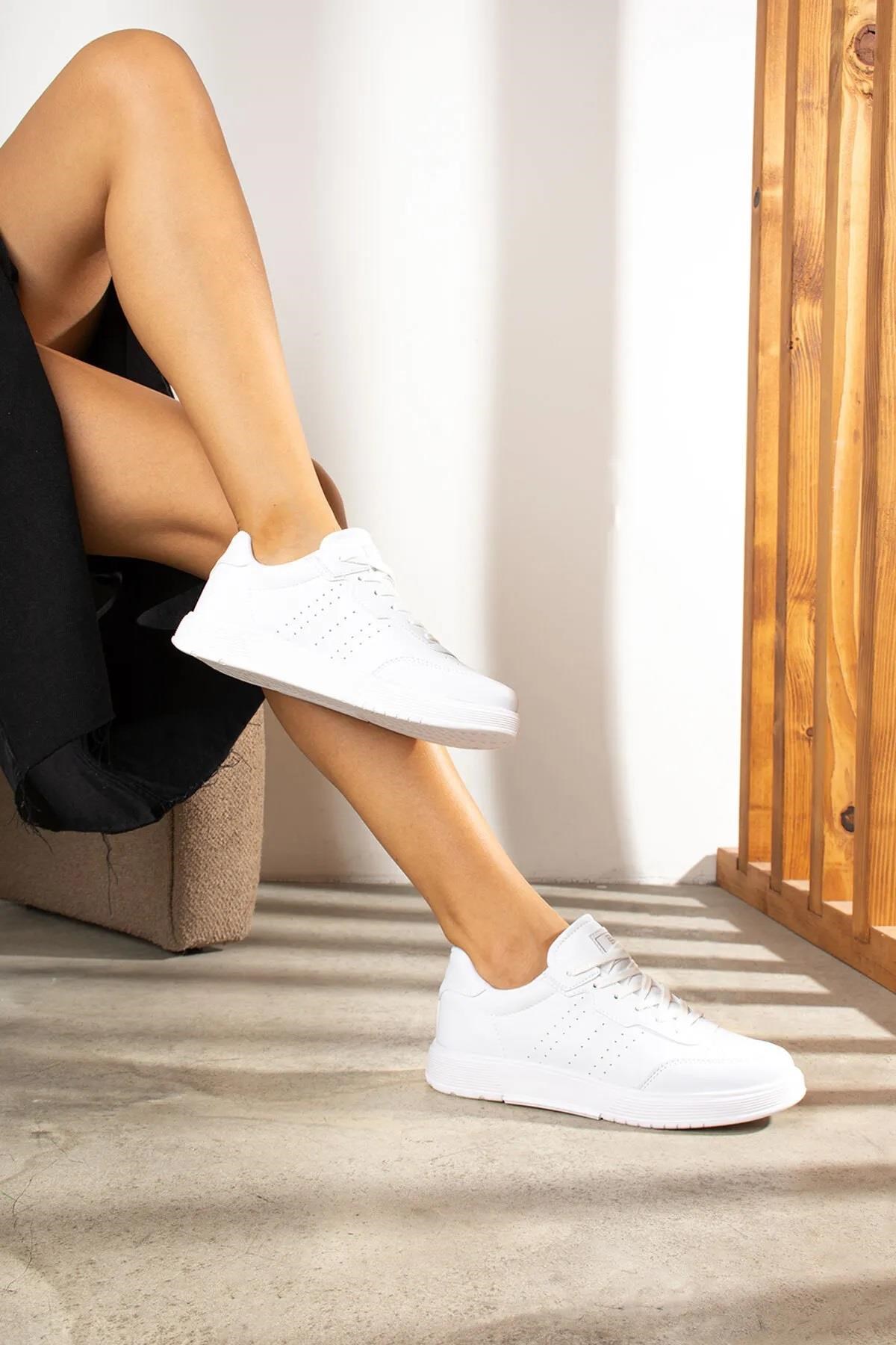 Beyaz Unisex Hafif Taban Günlük Yürüyüş Rahat Sneaker Spor Ayakkabı