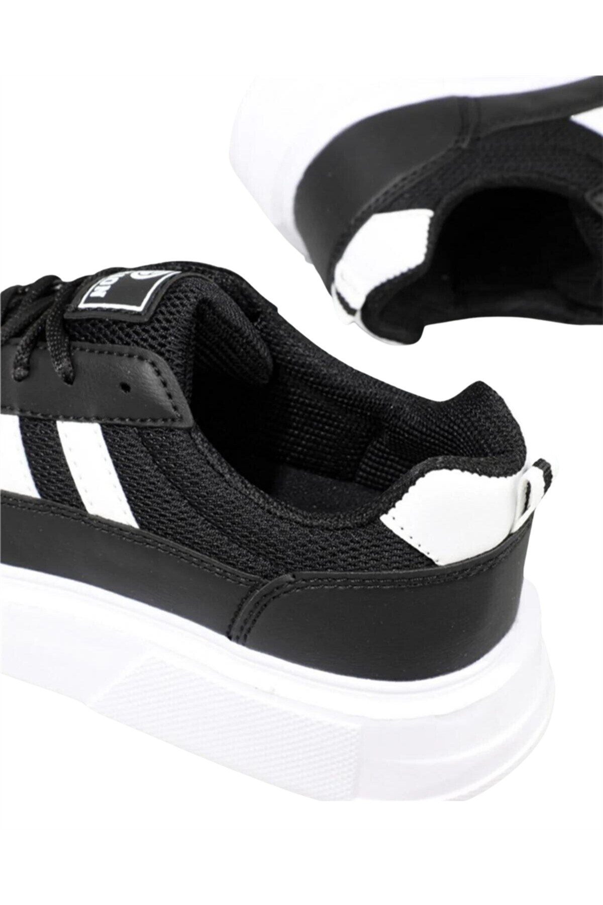 Kadın Siyah-beyaz Anorak Kalın Taban Sneaker Günlük Spor Ayakkabı