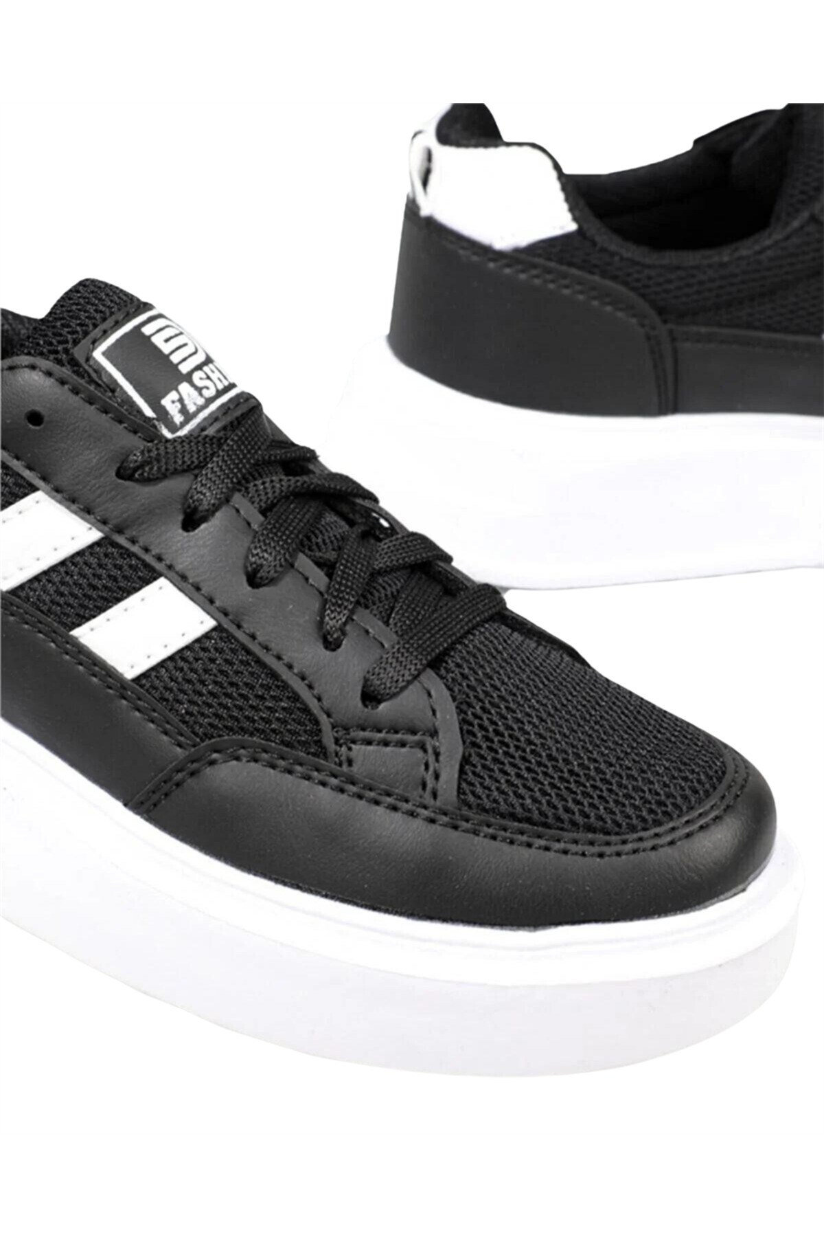 Kadın Siyah-beyaz Anorak Kalın Taban Sneaker Günlük Spor Ayakkabı