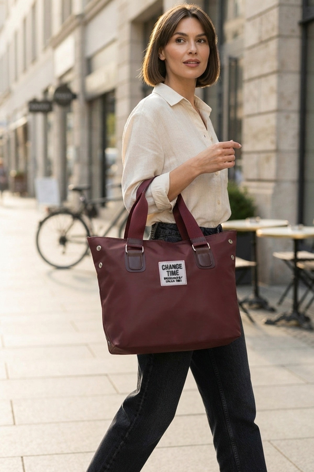 Bordo Günlük El ve Omuz Askılı Shopper Kadın Çanta