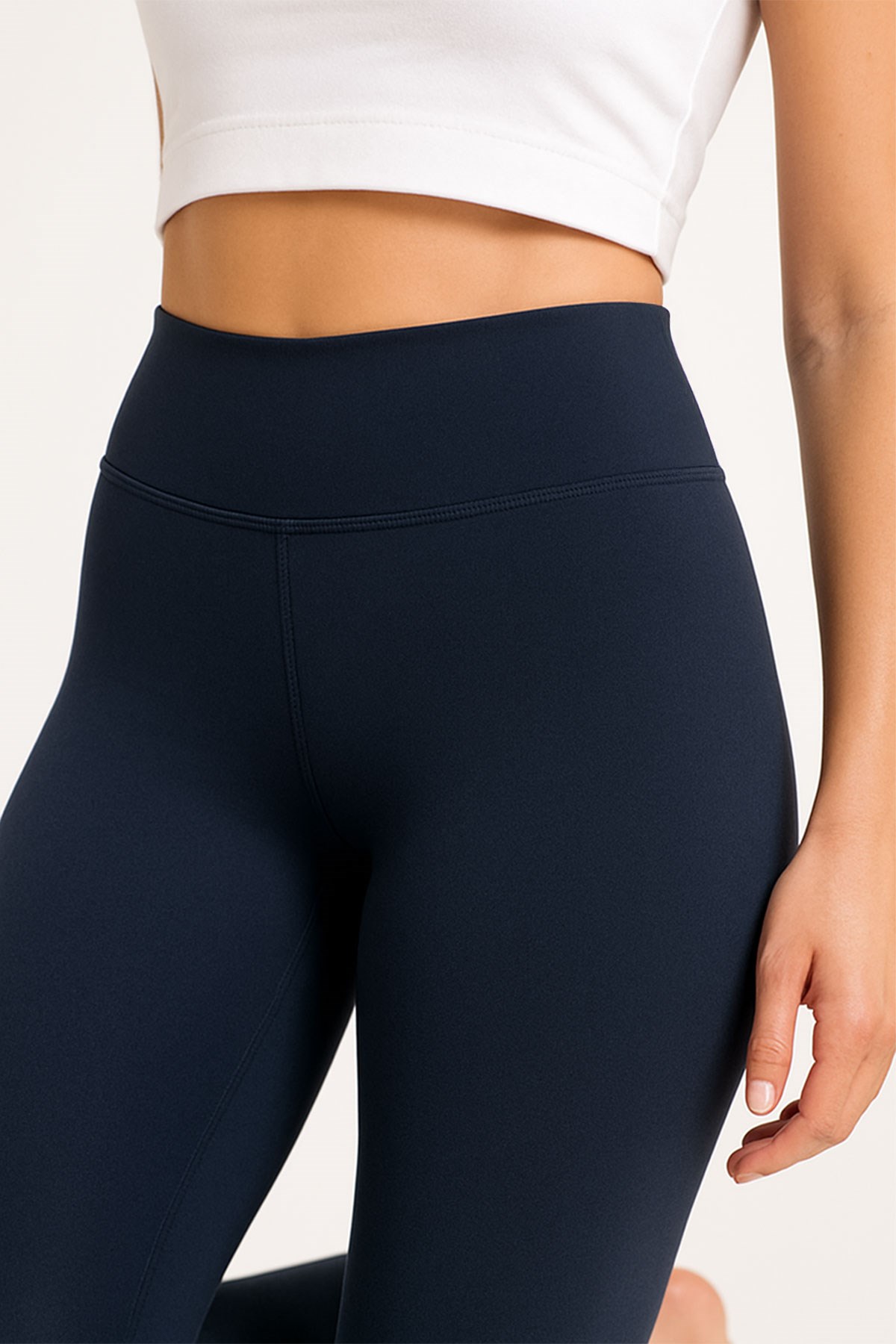 Lacivert Yüksek Bel Toparlayıcı Kadın Tayt Yüksek Kalite Spor Günlük Kullanım Yoga Tayt