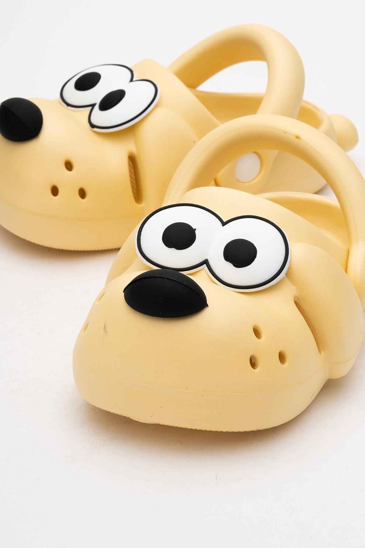Doggy Sarı Köpek Figürlü Sevimli Günlük Bahçe Sahil Plaj Kreş Unisex Çocuk Terlik&Sandalet